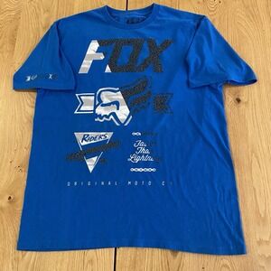 Fox Racing T-shirt Mens Large graphic short sleeve Pre-Owned Blue Motor Cross